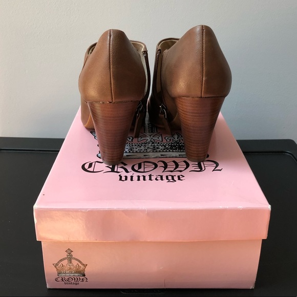 CROWN VINTAGE Brown Leather Booties - NEW Size 10 - Picture 5 of 6